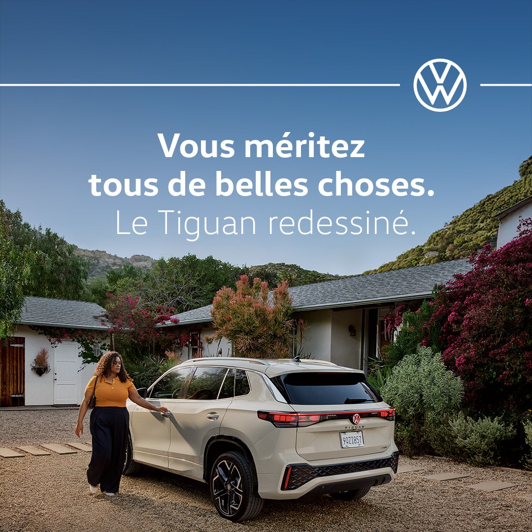 Style haut de gamme. Prix brillant. Avec le Tiguan redessiné, l’excellence est de série. bit.ly/44waxKI