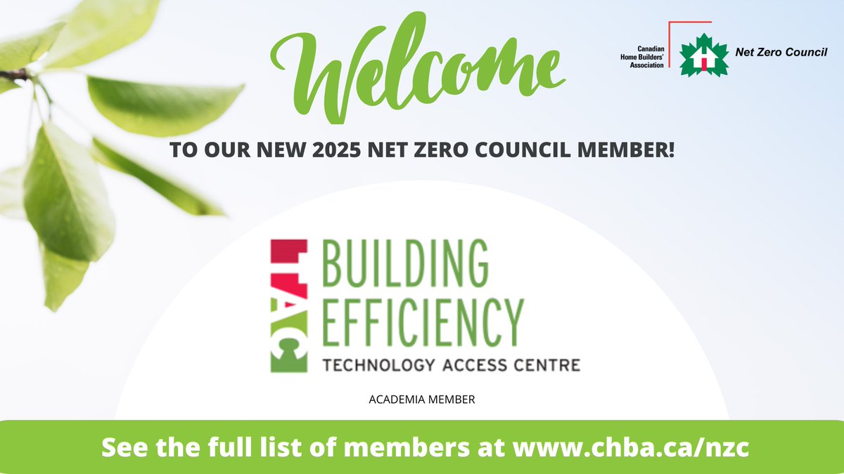 Welcome to the Building Efficiency Technology Access Centre (BETAC), based at Red River College Polytechnic, as a new #CHBANetZero Council Academia Member! BETAC supports research and innovation in building tech, focusing on residential homes to improve energy efficiency, &amp; more.