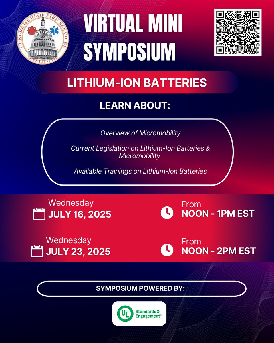 CFSI (@cfsiupdate) on Twitter photo Save the Date! 🚨Mark your calendars for the CFSI Virtual Mini Symposium Series focusing on lithium-ion batteries! You won’t want to miss it!
🔥Register Now: bit.ly/CFSIvmsLIBat
❤️🔥Thank you to <a href="/UL_Standards/">UL Standards & Engagement</a> for supporting the second CFSI Virtual Mini Symposium! Save the Date! 🚨Mark your calendars for the CFSI Virtual Mini Symposium Series focusing on lithium-ion batteries! You won’t want to miss it!
🔥Register Now: bit.ly/CFSIvmsLIBat
❤️🔥Thank you to <a href="/UL_Standards/">UL Standards & Engagement</a> for supporting the second CFSI Virtual Mini Symposium!