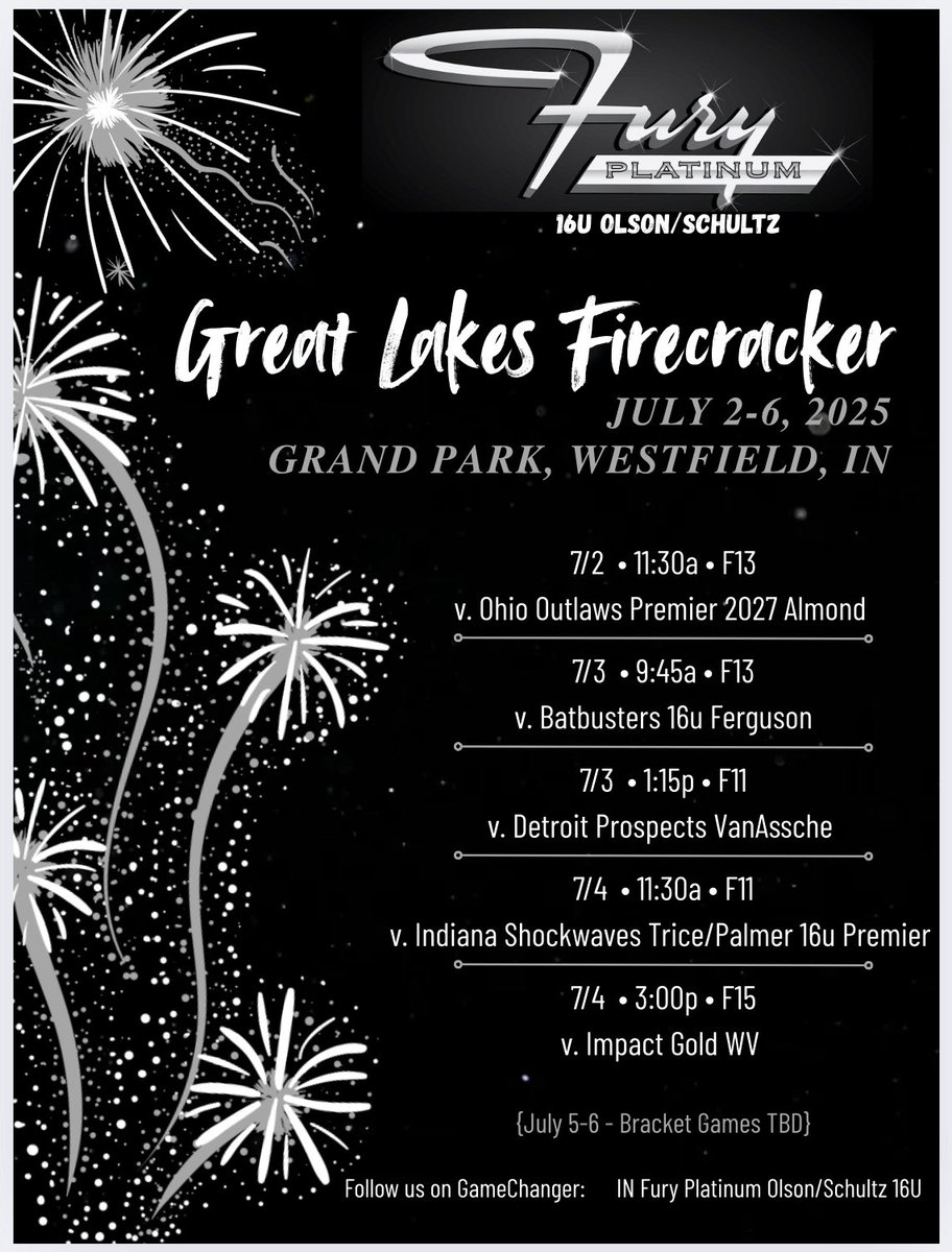 I’ll be at the Great Lakes Firecracker next weekend. Here’s my schedule! <a href="/TopPreps/">SPORTS NEWS, VIDEOS, GRAPHICS, EXPOSURE & MORE</a> <a href="/extrainningsb/">EXTRA INNING SOFTBALL</a> <a href="/tagupsoftball/">tagup</a> <a href="/ihartfastpitch/">I❤️Fastpitch</a> <a href="/INFuryPlatinum/">IN Fury Platinum Olson</a>