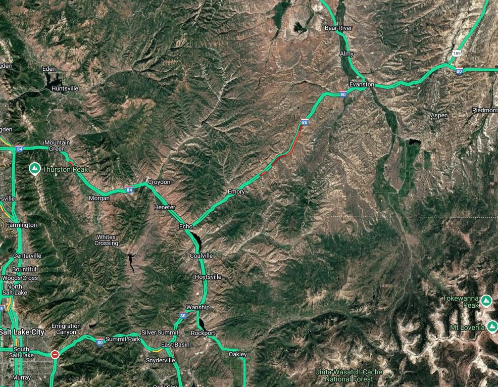 This is a look at the extensive delays EB I-80 between Emory and the Wyoming border. Plan your travel accordingly. <a href="/KSLTraffic/">KSL Traffic Updates</a>