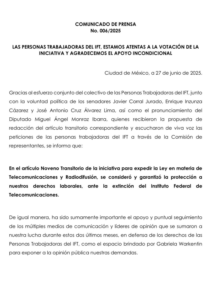 TrabajadoresIFT tweet media