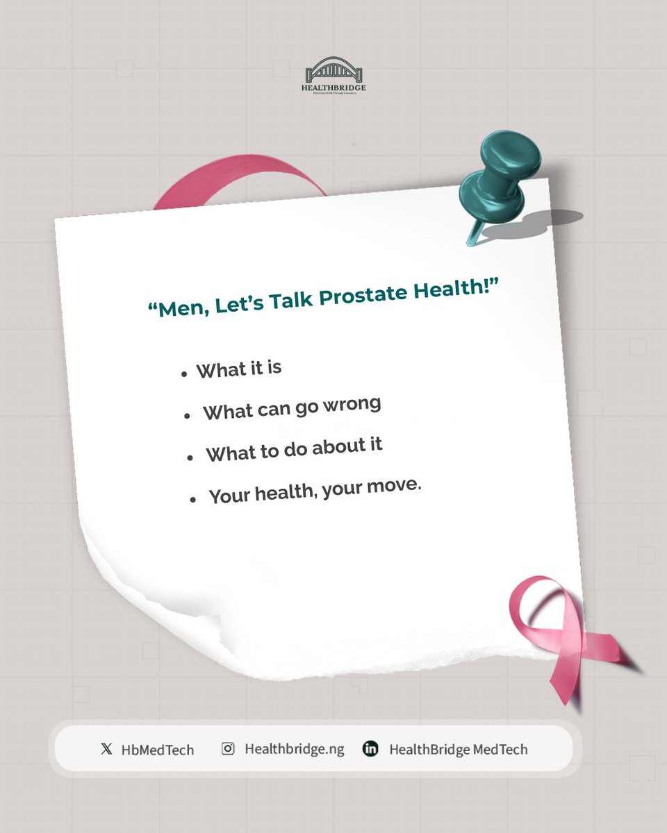 HbMedTech's tweet photo. Today on men's sexual health, we introduce basic facts you need to know about the prostate.

#DigitalHealth #HealthcareInNigeria #BreakingBarriers #CareFlo #HealthBridge https://t.co/KCh0Nc0iYd
