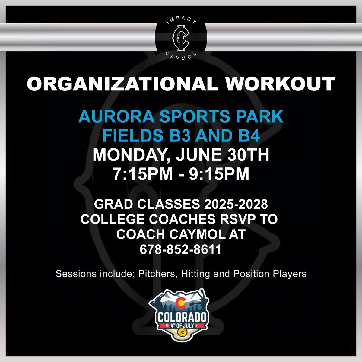 2025 COLORADO ORGANIZATIONAL WORKOUT MONDAY 6/30.