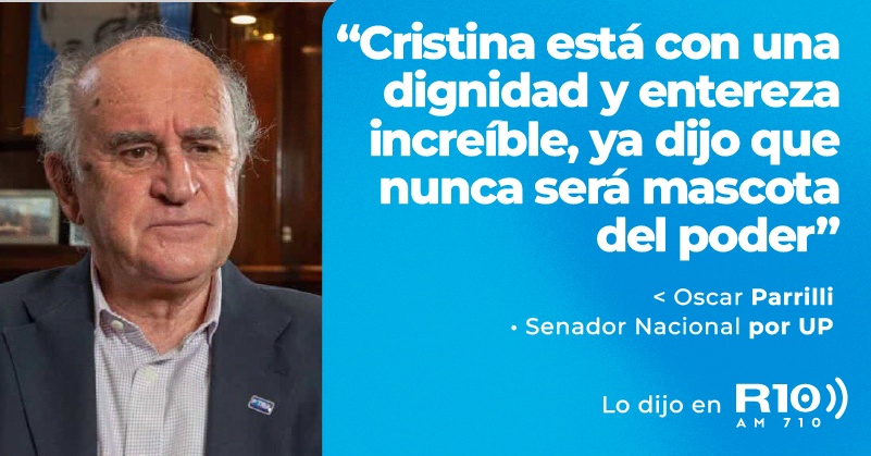 Radio 10 - AM 710 (@radio10) on Twitter photo 📻 #AUDIO | "Cristina está con una dignidad y entereza increíble, ya dijo que nunca será mascota del poder", afirmó Oscar Parrilli, Senador Nacional por UP, en diálogo con <a href="/fernandoborroni/">Fernando Borroni</a>.
🎧 youtu.be/-ZjVqtEZpa0
#NoSeDesesperen 📻 #AUDIO | "Cristina está con una dignidad y entereza increíble, ya dijo que nunca será mascota del poder", afirmó Oscar Parrilli, Senador Nacional por UP, en diálogo con <a href="/fernandoborroni/">Fernando Borroni</a>.
🎧 youtu.be/-ZjVqtEZpa0
#NoSeDesesperen