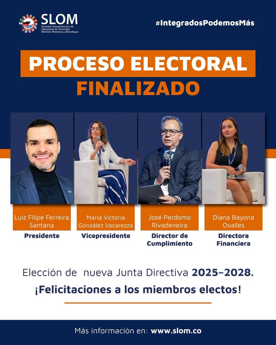 María Victoria González, jefa de Terminal del Este, es la nueva vicepresidenta de SLOM.
SLOM presentó a los integrantes de su junta directiva para el período 2025-2028.