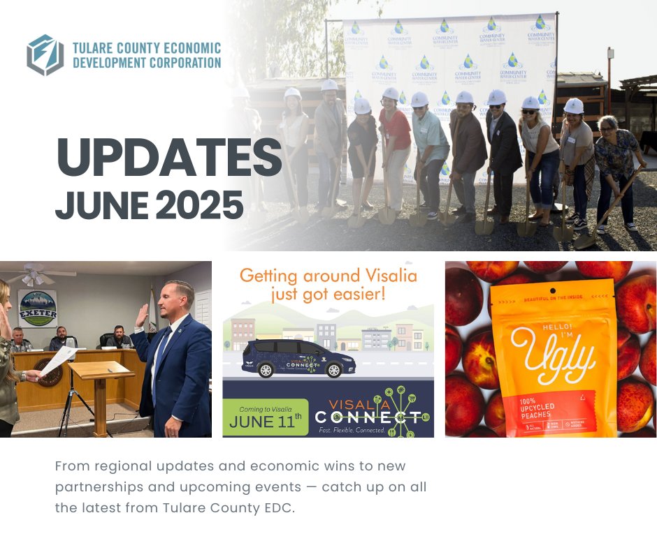 EDCTulareCounty's tweet photo. 🚨 Hot off the press! Check out TCEDC’s June newsletter for updates on local projects, new partnerships, and what’s ahead for Tulare County. 👉 https://t.co/RsgHHwTwnZ
#TulareCounty #EconomicDevelopment #TCEDC #CommunityUpdates https://t.co/Cq1WlXJ5GH