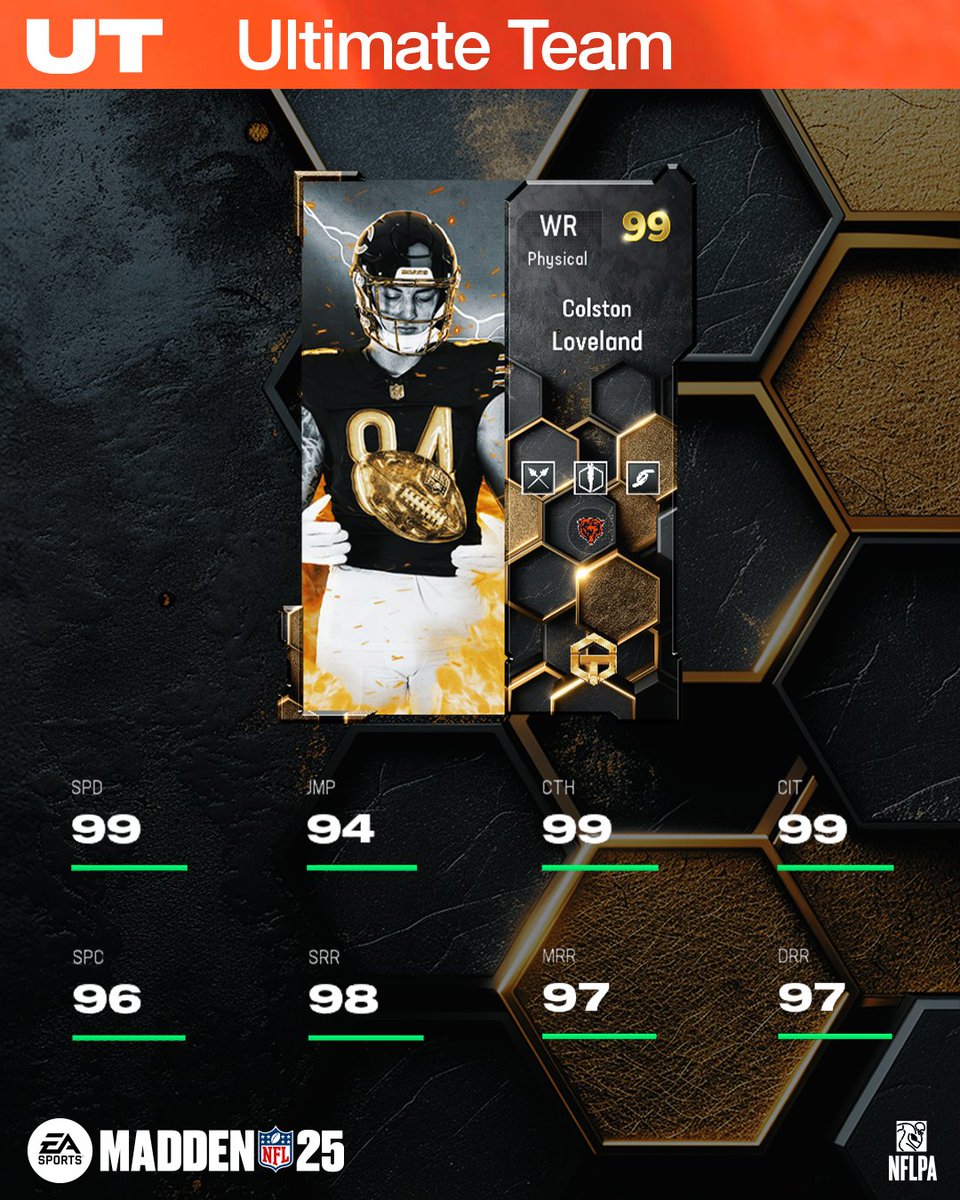 EASPORTS_MUT's tweet image. Gronk (MLB) and Colston Loveland (WR) close things out tomorrow in the final Golden Tickets release of #Madden25! 🎟️