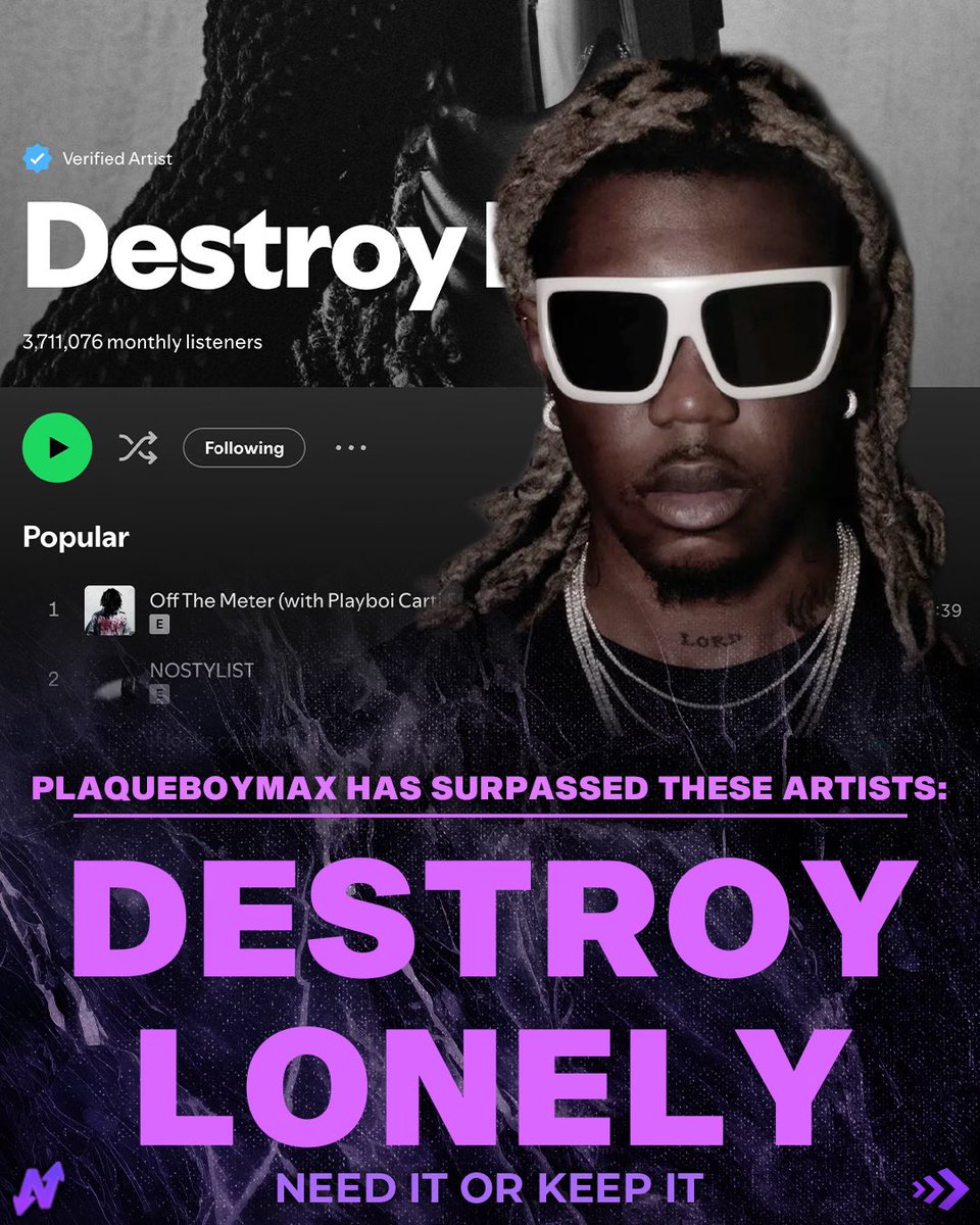 needorkeep's tweet image. Plaqueboymax has surpassed more monthly listeners than these legendary underground artists
Thoughts 🤔