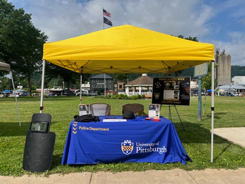 PittpoliceB's tweet photo. Pitt Police attended a multi-county job fair in Port Allegany today.  If you are interested in a position with our department check out the link in our comments. https://t.co/b586SA7Ba8