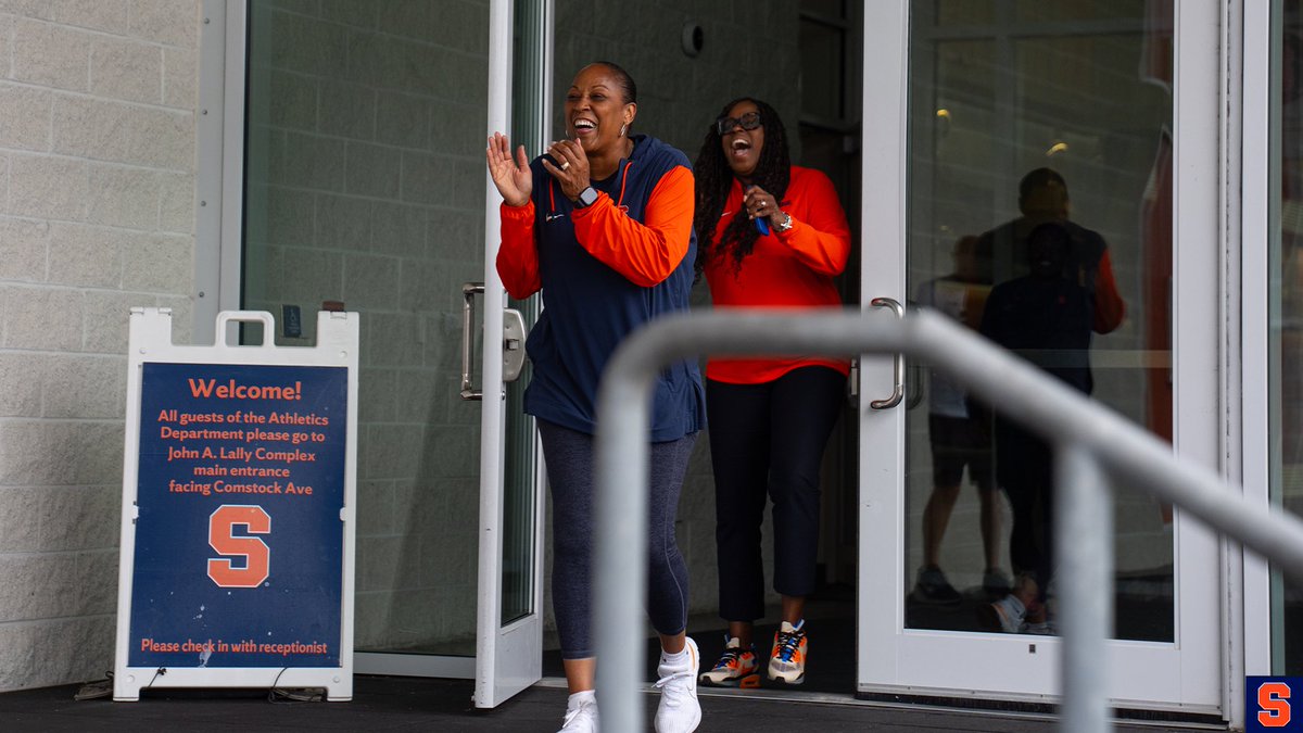 CuseWBB's tweet image. No one was more excited than @CuseCoachJack to have the team back on campus 🥳🍊🏀