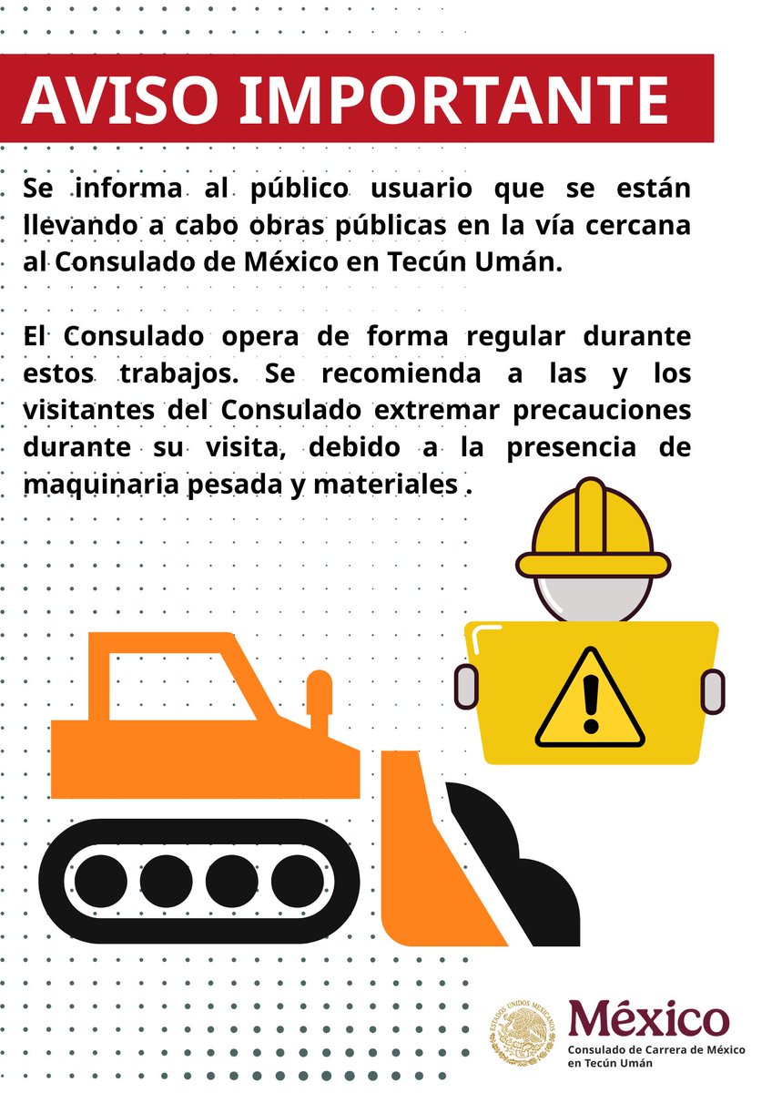 ConsulMexTeu's tweet image. Aviso importante para público que visita el Consulado de México en Tecún Umán.