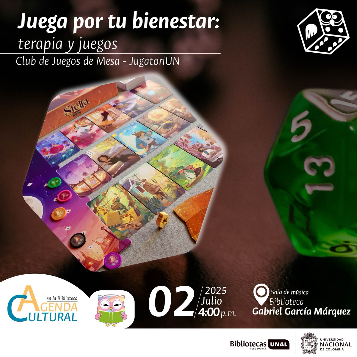 bibliounalbog's tweet photo. 🎲🧩JUGATORIUN♟️🃏

Juega por tu bienestar: terapia y juegos 

🎲🧠 ¡Juguemos y reflexionemos! Ven a una sesión especial para explorar cómo los juegos de mesa se relacionan con la terapia ocupacional y el desarrollo de diversas capacidades. #JuegosDeMesa #TerapiaOcupacional https://t.co/AmTymIODJP
