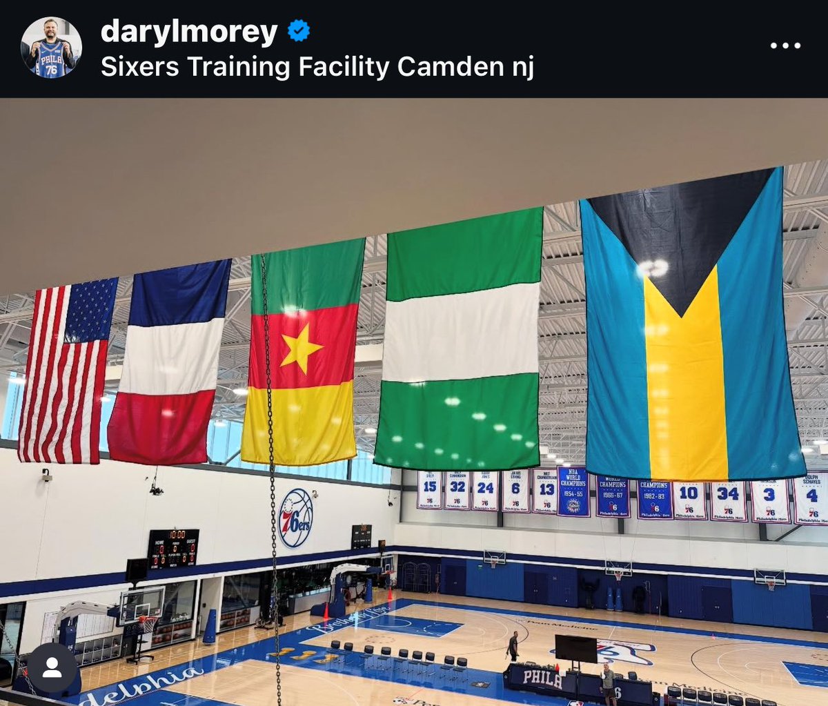 AidanDoc__'s tweet image. Daryl Morey on Instagram:
The 76ers added a Bahamas flag for VJ Edgecombe in the Camden practice facility.
France flag is still up for Guerschon Yabusele.