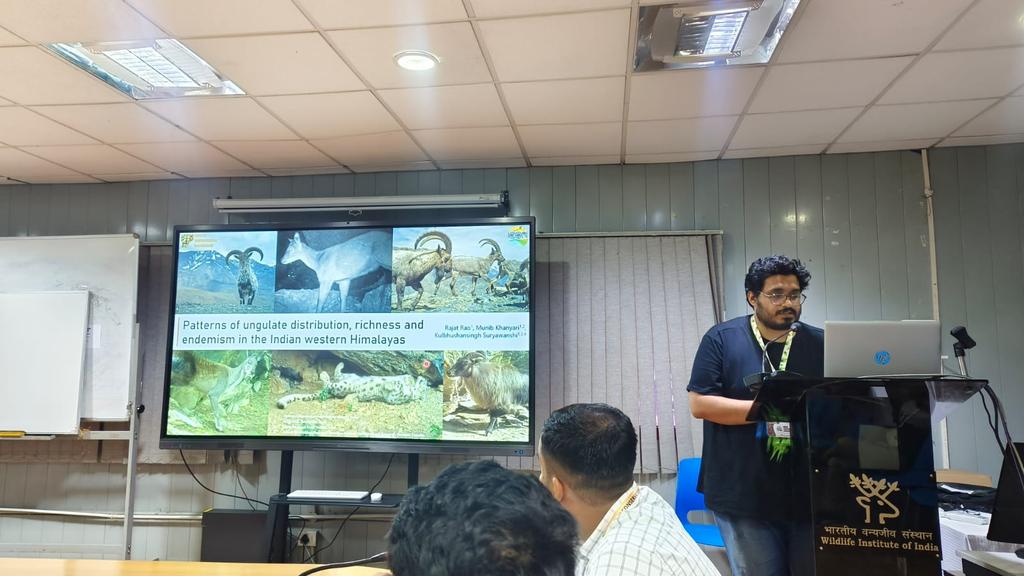 Rajat Rao presented his study on five high-altitude ungulate species in the Indian Western Himalaya, highlighting species richness and endemism clusters in Eastern Himachal Pradesh. The findings offer key insights for protected area planning.
#HimalayanEcosystem #Ungulates