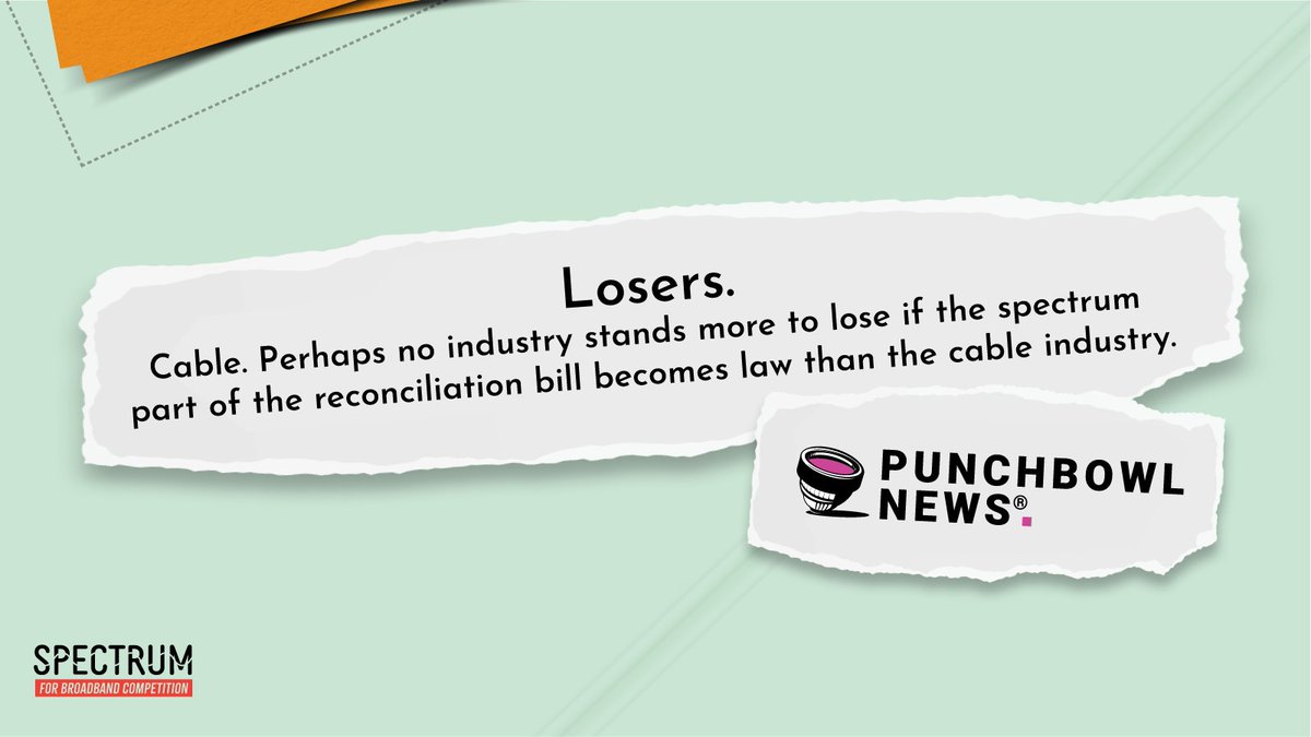 Spectrum4BBComp's tweet image. . @SenTedCruz is helping Americans win the #spectrum fight, because he knows a pipeline of licensed spectrum will lead to more competition and better service.

So who loses? See what @PunchbowlNews has to say: punchbowl.news/article/tech/w…