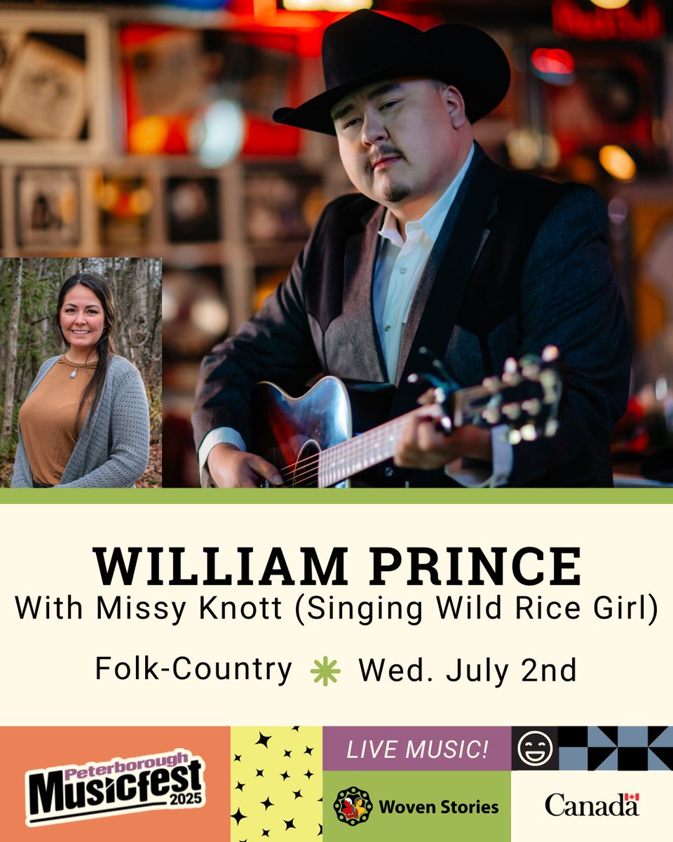 🎶 Experience Woven Stories at #PtboMusicfest!

Join us July 2, 7:30pm at Del Crary Park for a night of Indigenous music, culture and celebration leading into @singingwildricegirl and <a href="/williamprince/">William Prince</a>'s performances!

#WovenStories #IndigenousMusic #DelCraryPark
