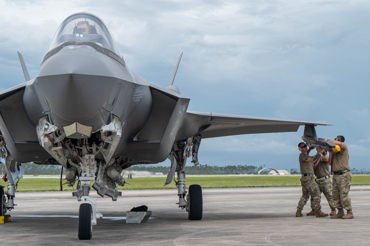 Lethality is Our Specialty 😉
U.S. Airmen load munitions onto an F-35A Lightning II aircraft during a hot integrated combat exercise at Tyndall Air Force Base, Florida.