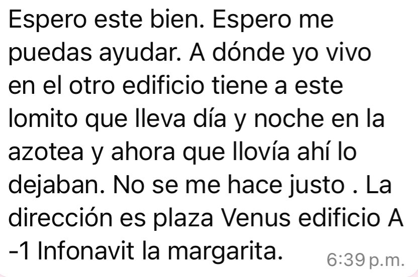 Monse Navedo (@monsenavedo) on Twitter photo Reportan a un chaparrito que vive encerrado en una jaula, en una azotea del Infonavit La Margarita, en la ciudad de #Puebla.
<a href="/JIvanHerrera_/">José Iván Herrera Villagómez</a>, <a href="/AmbientePuebla/">Secretaría de Medio Ambiente</a>, ¿podrían checar el tema? ¡Por favor! 🙏🏼 La persona que reporta asegura que permaneció ahí durante los días de lluvia. 🥺 Reportan a un chaparrito que vive encerrado en una jaula, en una azotea del Infonavit La Margarita, en la ciudad de #Puebla.
<a href="/JIvanHerrera_/">José Iván Herrera Villagómez</a>, <a href="/AmbientePuebla/">Secretaría de Medio Ambiente</a>, ¿podrían checar el tema? ¡Por favor! 🙏🏼 La persona que reporta asegura que permaneció ahí durante los días de lluvia. 🥺