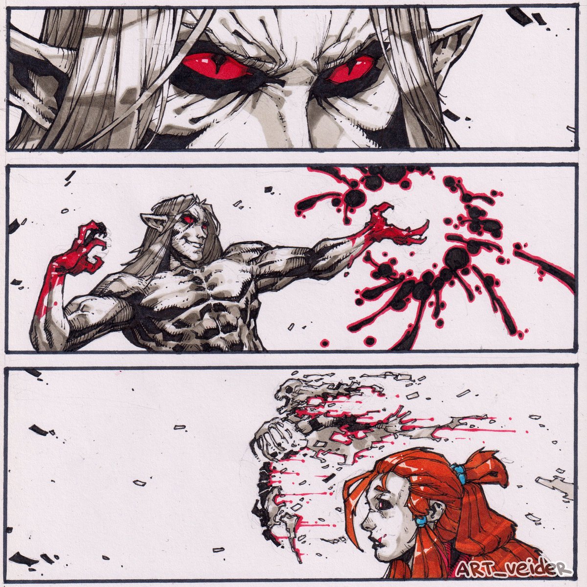 artveider's tweet image. Panny Flame & Morrigan Crow page 4 #art #characterdesign #comic #draw #fantasy #sketch