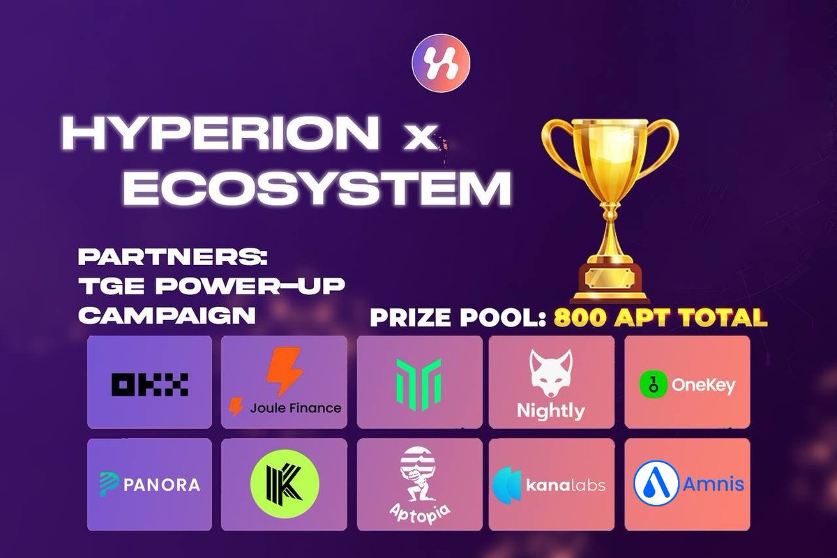 cryptolenss's tweet image. Hyperion Challenge: Conquer the Quest, Claim Your Share of 800 APT :

Hyperion has launched a fun campaign called "Road to TGE: Mindshare Quest" via a platform called Task-On. It’s a 2-week challenge designed to get the community excited and involved.

Click the link below to…