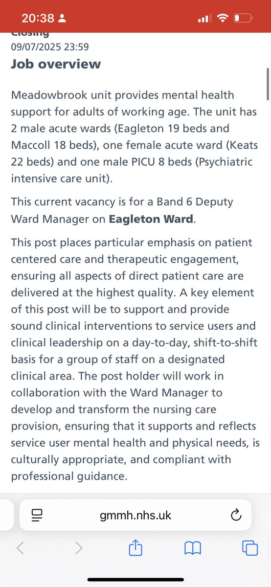 meganbuckley23's tweet image. 🌟Deputy Ward Manager Post 🌟

An exciting opportunity to join our team on Eagleton! If you are looking to develop in your role in a supportive environment  and join a motivated and hard-working team, apply for this post!

gmmh.nhs.uk/vacancies/#!/j…