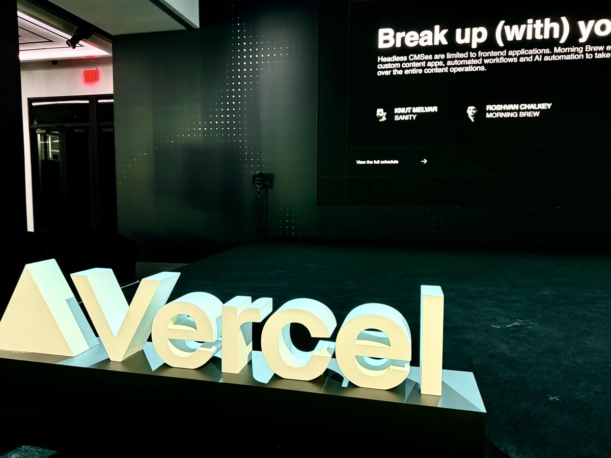 Our team joined #VercelShip2025 at The Glasshouse to explore the future of frontend infra &amp; AI-native tooling. We're especially excited to apply these learnings to our workflows. Great to meet <a href="/rauchg/">Guillermo Rauch</a> and the <a href="/vercel/">Vercel</a> / <a href="/v0/">v0</a>  team!