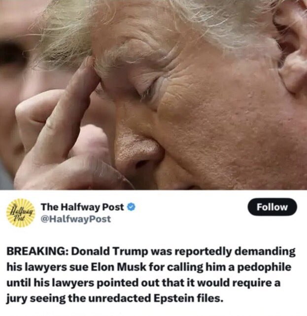 You know the dementia is strong when your lawyers have to remind you that you raped children with Epstein.