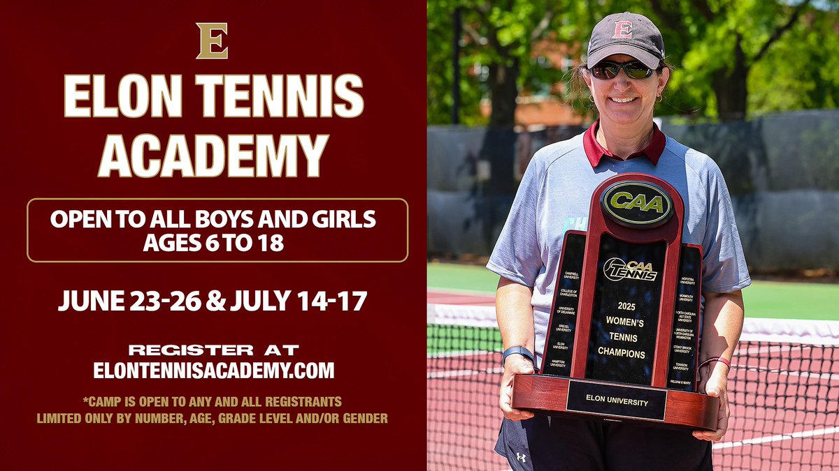 ElonWTennis's tweet image. Come and learn from the 2025 CAA and ITA Carolina Region’s Coach of the Year!
Register ➡️ elontenniscamps.totalcamps.com/About%20Us