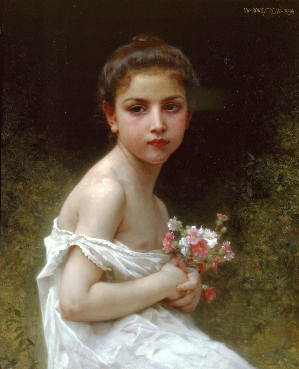 Girl bouquet #artbots #bouguereau