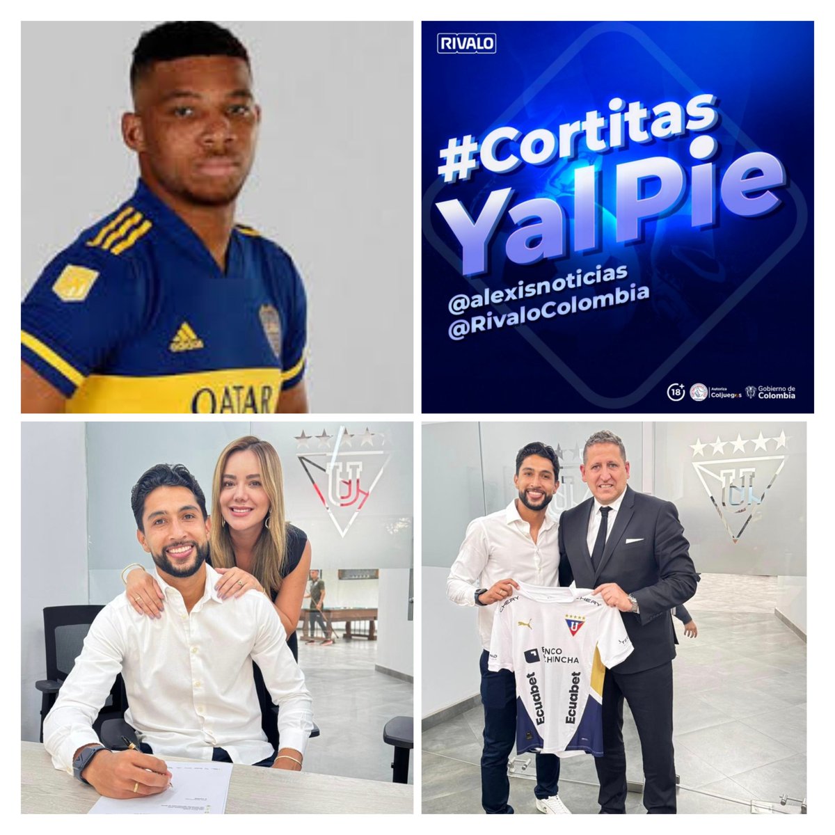 Alexis Rodriguez (@alexisnoticias) on Twitter photo #CortitasYalPie llega gracias a <a href="/RivaloColombia/">Rivalo Colombia</a>
FRANK FABRA
Boca rescindirá su contrato (le quedan 6 meses), el 🇨🇴 quería convencer al DT Russo pero la directriz viene de arriba. Sondeos de 🇦🇷🇲🇽🇧🇷
JEISON MEDINA
Pasa de <a href="/IDV_EC/">Independiente del Valle</a> a la <a href="/LDU_Oficial/">LDU Oficial</a> por US$1M (3 años de contrato) #CortitasYalPie llega gracias a <a href="/RivaloColombia/">Rivalo Colombia</a>
FRANK FABRA
Boca rescindirá su contrato (le quedan 6 meses), el 🇨🇴 quería convencer al DT Russo pero la directriz viene de arriba. Sondeos de 🇦🇷🇲🇽🇧🇷
JEISON MEDINA
Pasa de <a href="/IDV_EC/">Independiente del Valle</a> a la <a href="/LDU_Oficial/">LDU Oficial</a> por US$1M (3 años de contrato)