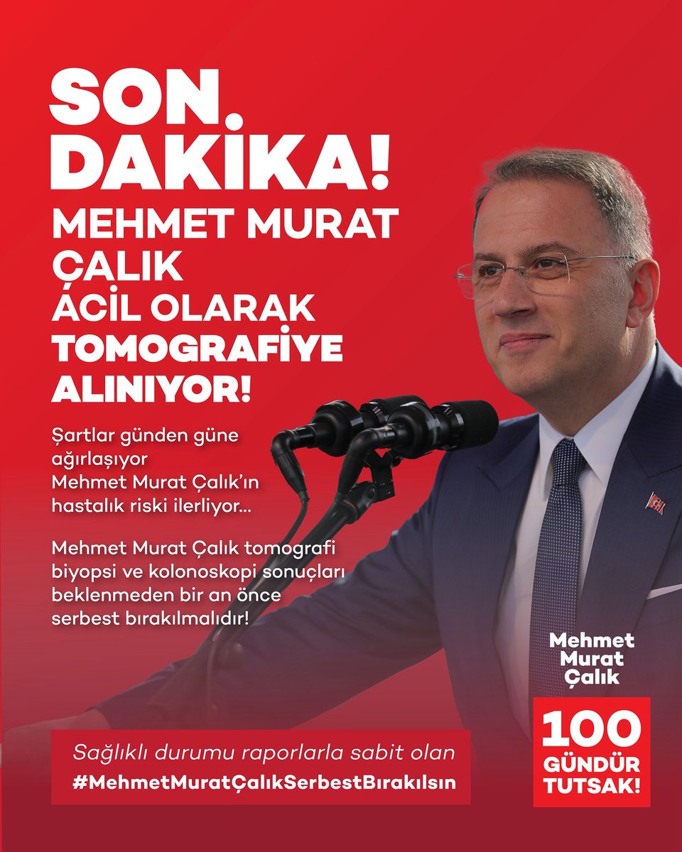 ‼️Yeter artık‼️
Tahliye için ne bekliyorsunuz???
Mehmet Murat Çalık Başkanımız derhal serbest bırakılmalıdır!!