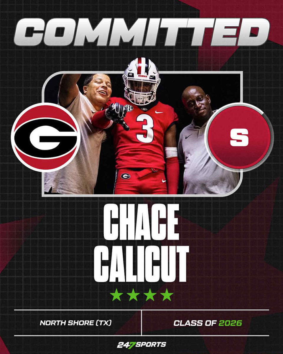 BREAKING: 4-star DB Chace Calicut commits to Georgia over Texas and Michigan:

"Georgia is way better than any other potential you could have at another school, especially with Coach Donte there."

Donte Williams lands his 3rd 4-star CB in the 2026 cycle.

247sports.com/college/georgi…