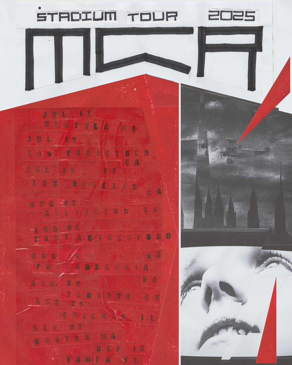 EMackenzie_Art's tweet image. MCR tour poster inspired by constructivism 🫡 all text is hand drawn or stamped.
#mychemicalromance