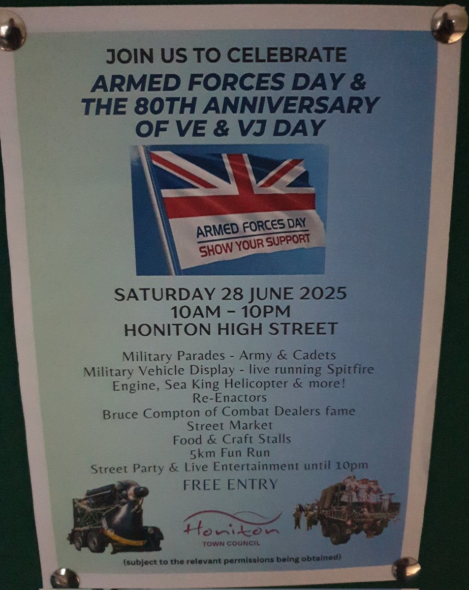 Members of honiton neighbourhood policing team will be in honiton high street on 28/06/2025
We will be on footpatrol at times throughout this event 🚔