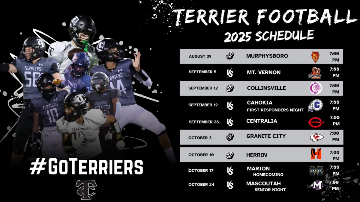 🏈 The 2025 Varsity Football Schedule is HERE! 📣🔥
Friday nights are back, and our Terriers are ready to bring the energy under the lights. Mark your calendars — it’s going to be a season to remember!