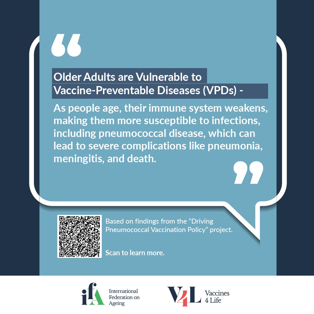 Older Canadians face serious risk from pneumococcal disease. 

New policy briefs for ON, AB, QC + national resources aim to boost vaccination and protect older persons. 

Learn more: ow.ly/VLiX50VYRSx

#Vaccines4Life #HealthyAgeing #ProtectSeniors