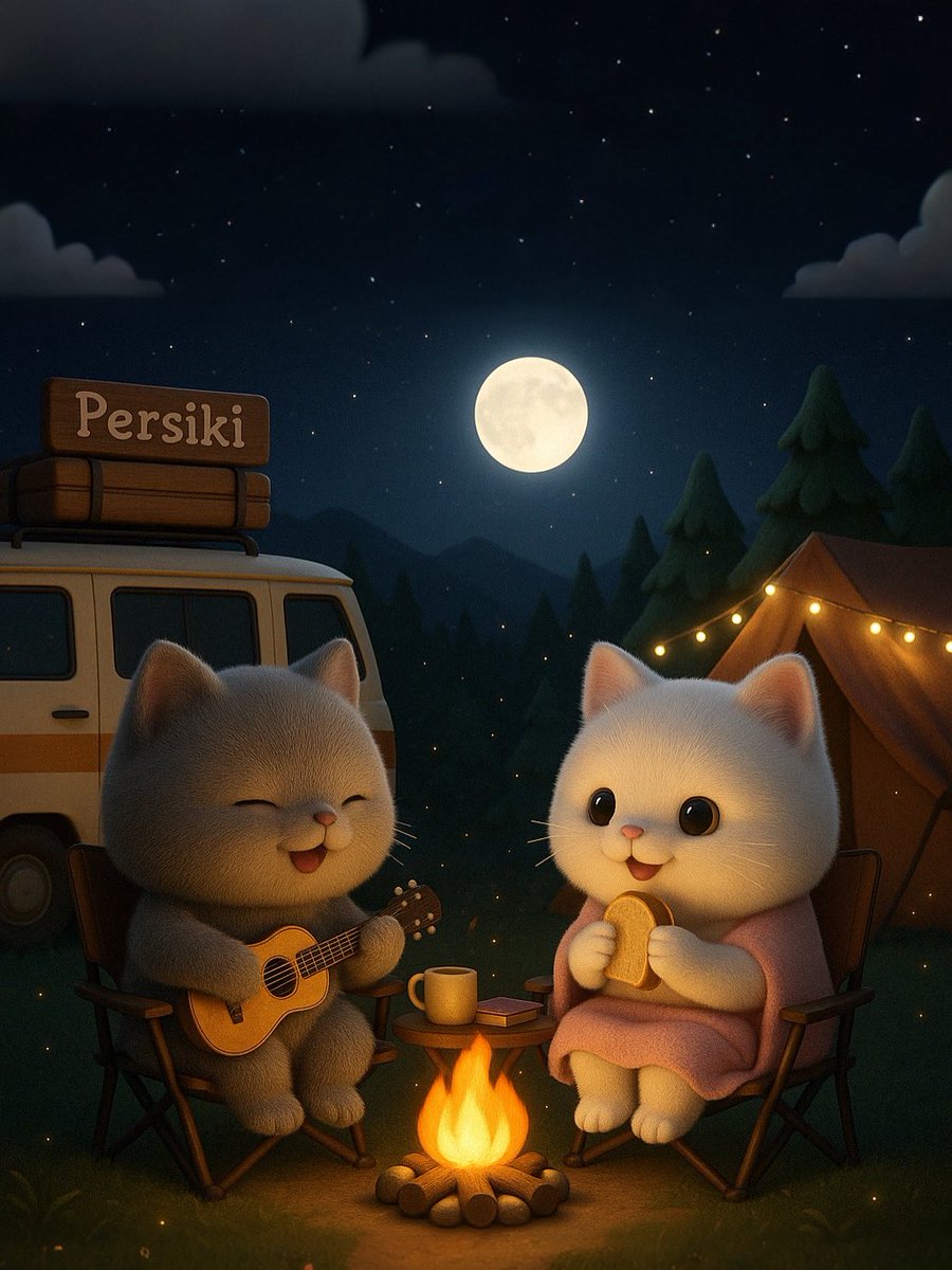 PikoPaya's tweet photo. This is your sign to slow down tonight ✨🌙🎶💖
Full moon, firelight, soft music, warm toast — Piko &amp; Paya know how to do Friday night right.
💫Grab their cozy sticker pack: https://t.co/36EBOwrjeD

#Persiki #PikoandPaya #Cat #FridayNight #RelaxingVibes https://t.co/VKmfRpjZMh