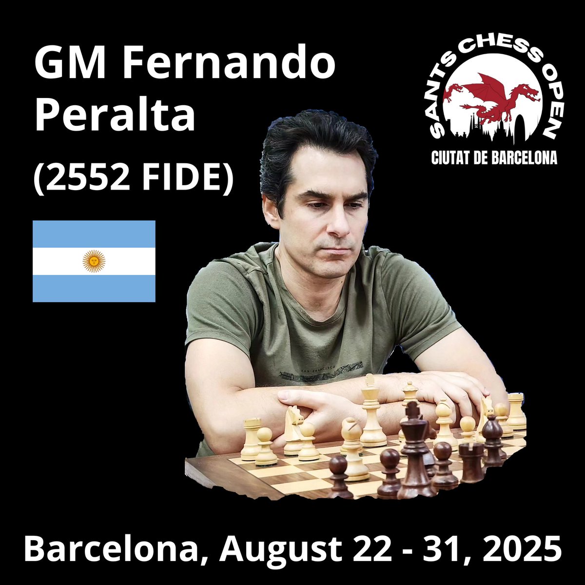 GM Fernando Peralta, from Argentina, has joined to Sants Chess Open 2005. Peralta was one time champion of Argentina (2006) and he plays several times the Chess Olimpiad. In 2023 he plays the Chess World Cup.

#santschess #chess #barcelona #argentina #chessplayer #grandmaster