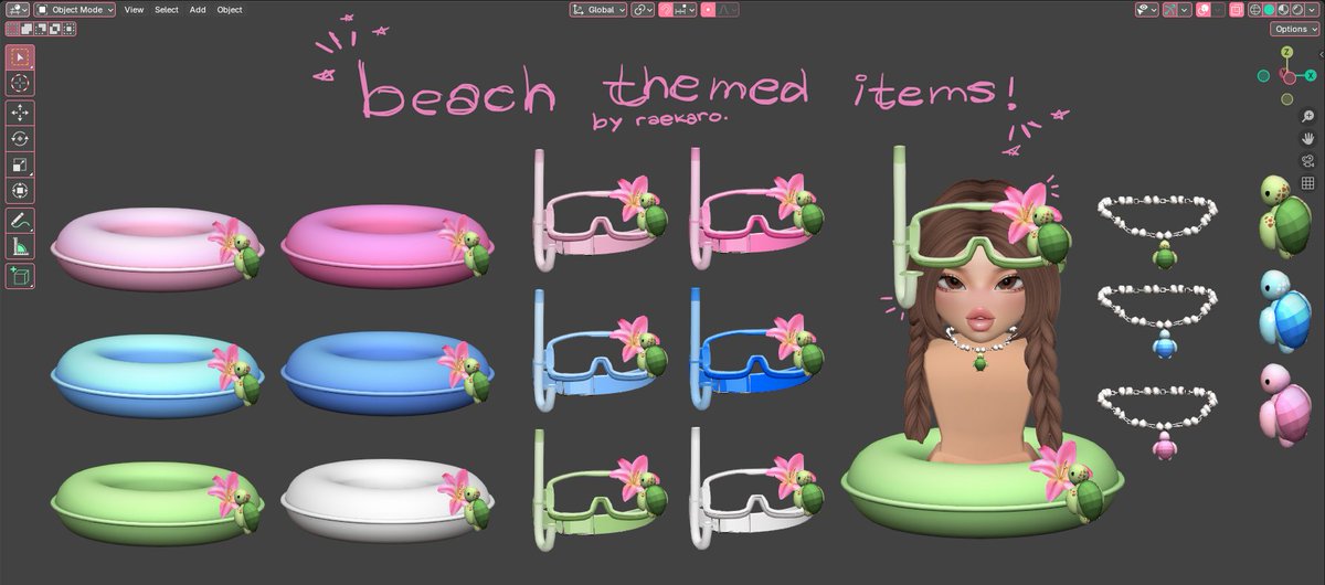 raekaro's tweet image. New Beach Themed Sets 🌺🐢🌴
- Comes in multiple colors
Purchase the items here: roblox.com/communities/12…
Hope you guys like the items, I had tons of fun creating them!
#Roblox #RobloxUGC #RobloxDev #Blender 💋