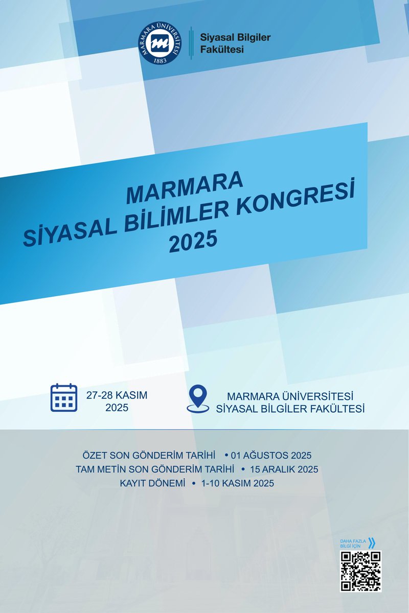🎙️ Marmara Siyasal Bilimler Kongresi’ni “Etkileşimli ve Çokdisiplinli Bir Siyasal Bilimler Arayışı” temasıyla ilk kez düzenliyoruz!
🧩 Bildiri gönderimleriniz 1 Ağustos 2025’e kadar açık.
🔗 Detaylar &amp; başvuru: siyasal-kongre.marmara.edu.tr
#MarmaraSiyasalKongre #SiyasalBilimler