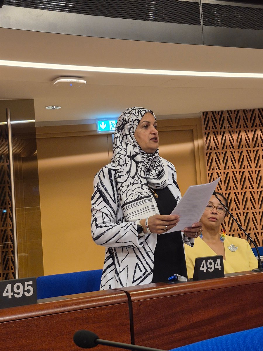 ParlDiplomacy's tweet photo. #CAEU’s @drgigiosler and @SalmaZahid15 informed #PACEsummer2025 of the measures adopted by Parliament to foster gender equality and inclusivity, including flexible maternity arrangements, harassment prevention, and hybrid proceedings https://t.co/IA0gscgJjy