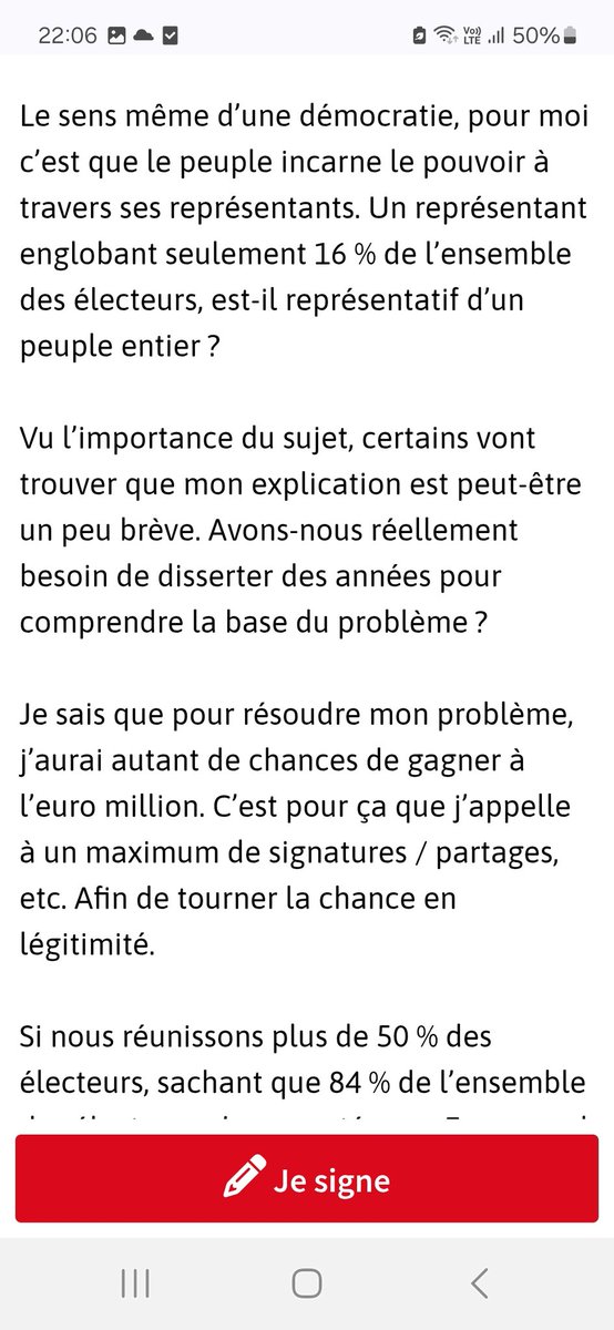 Dans cette pétition qui ne sert à rien il y a 785 000 signatures pour la destitution de monsieur qui pourrit la vie de millions de français : pertes d'emploi, répression, obligation vaccinale....
Pour cette pétition avec une valeur légale 52 000...👇
petitions.assemblee-nationale.fr/initiatives/i-…