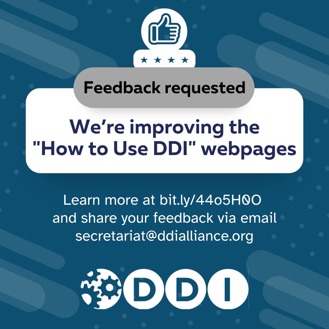 📢 We've updated the "How to Use DDI" pages to better serve our audiences!

💬 Want to help improve the DDI user experience? Learn more at bit.ly/44o5H0O and send us your thoughts!

#DDIAlliance #MetadataStandard