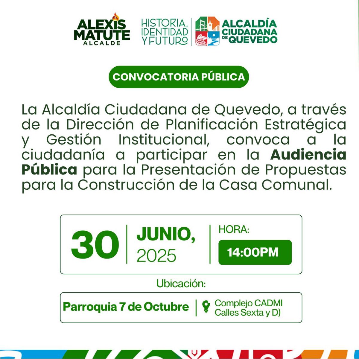 📢 Audiencia Pública en la Parroquia Urbana7 de Octubre.✅

#AlexisMatuteAlcalde
#AlcaldíaCiudadanaDeQuevedo