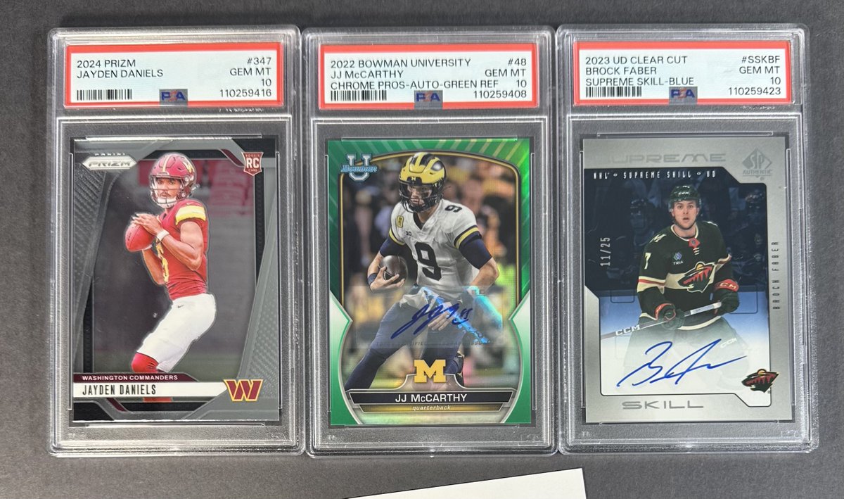 certifiedcards's tweet image. 🚨*Potential STOLEN cards*

I am labeling these 4 cards as stolen. If anyone sees these out there please reach out to me immediately. 

Retweets appreciated. 

Daniels PSA 10 Prizm - Serial # 110259416
McCarthy Green Auto # 86/99
Faber Clear Cut Auto # 11/25
Corbin Carroll 1st…