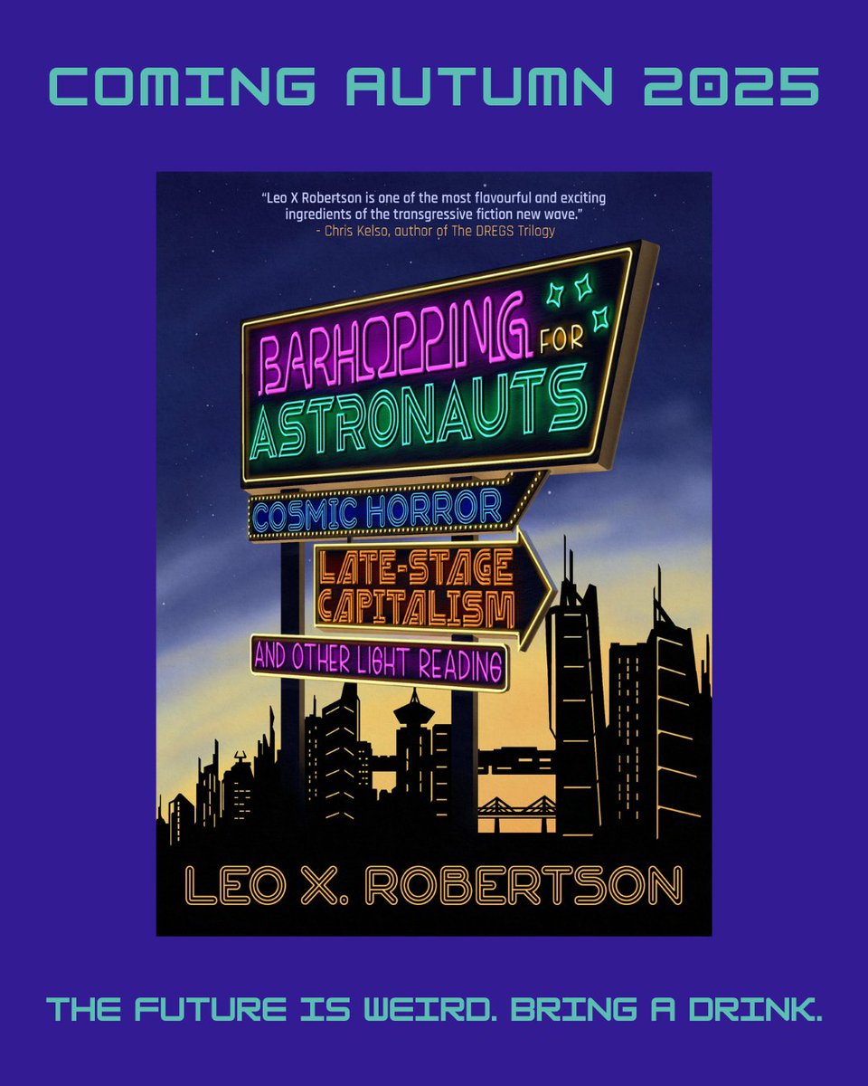 A 'Barhopping for Astronauts' Cover Reveal 🪐 - mailchi.mp/60bfa6105abf/w… Find a cover reveal of Leo X Robertson's upcoming short story collection, and a look at our most recent SFF in this Pulp Spec newsletter!

#SFF #speculativefiction #newreleases #fallbookrelease #coverreveal