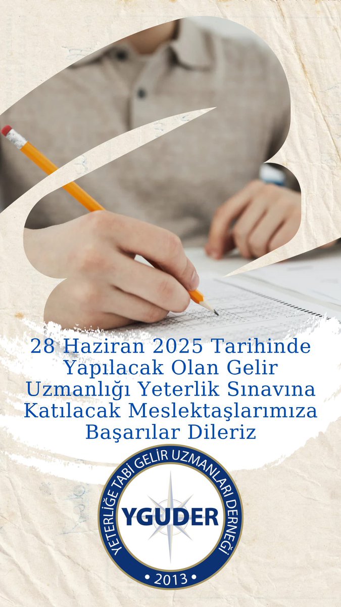 28.06.2025 tarihinde yapılacak olan Gelir Uzmanlığı Yeterlilik Sınavına katılacak tüm meslektaşlarımıza başarılar dileriz.