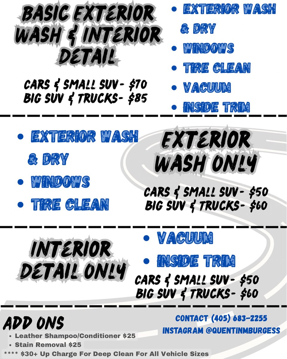 Quentinmb04's tweet photo. @okcthunder @shaiglalex @Jay_MWilliams_ @jdubwttp @ChetHolmgren 

Get with me and let me detail your vehicle(s). I would appreciate y’all’s support! #champs #ring2ontheway

Here’s my info: https://t.co/efen7fYQ6j