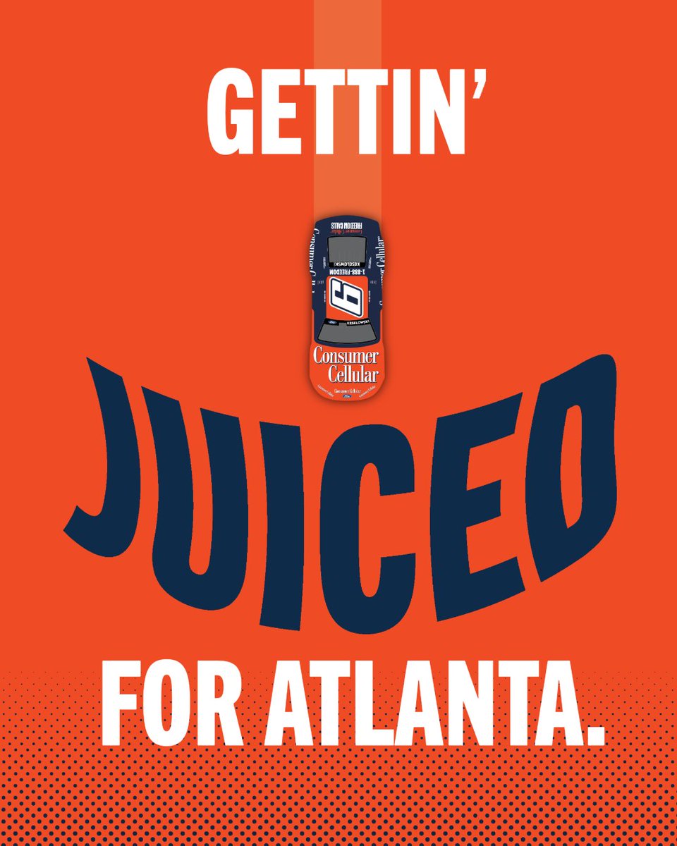 The #6 Consumer Cellular car is headed to the Peach State! We're pumped for the Atlanta race...see you at the track. Tune into TNT Saturday at 7 p.m. EST to catch all the action.